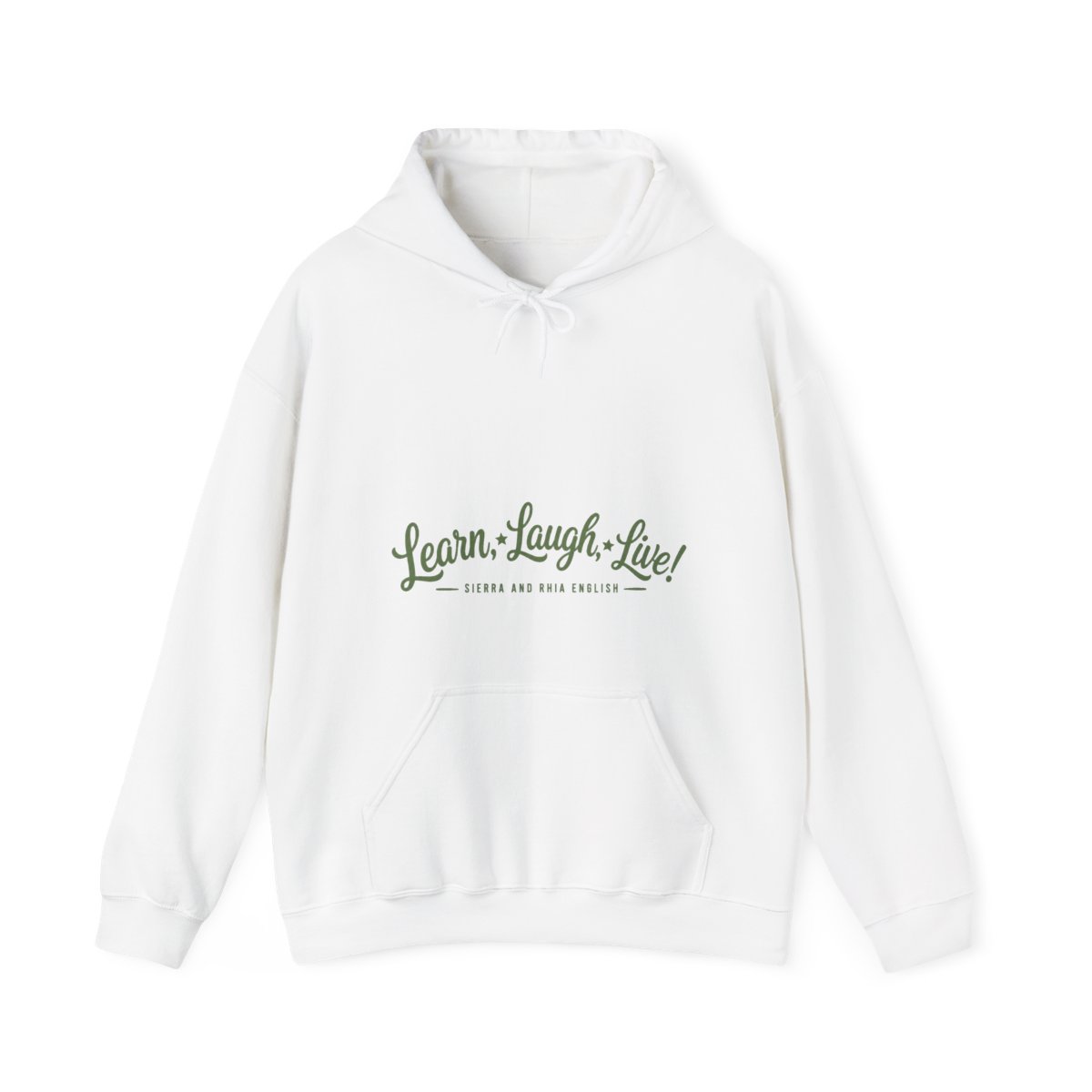 Sierra and Rhia English "Learn, Laugh, Live!" Hoodie - alternate angle 2, merchandise