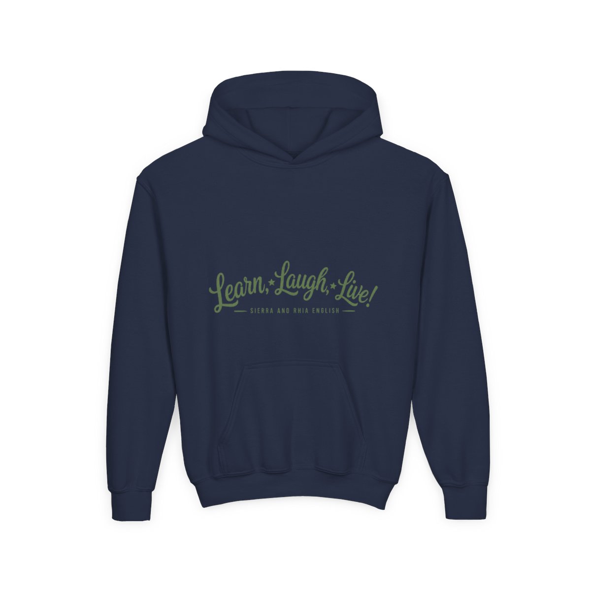 Sierra and Rhia English "Learn, Laugh, Live!" Kids Hoodie - alternate angle 3, merchandise